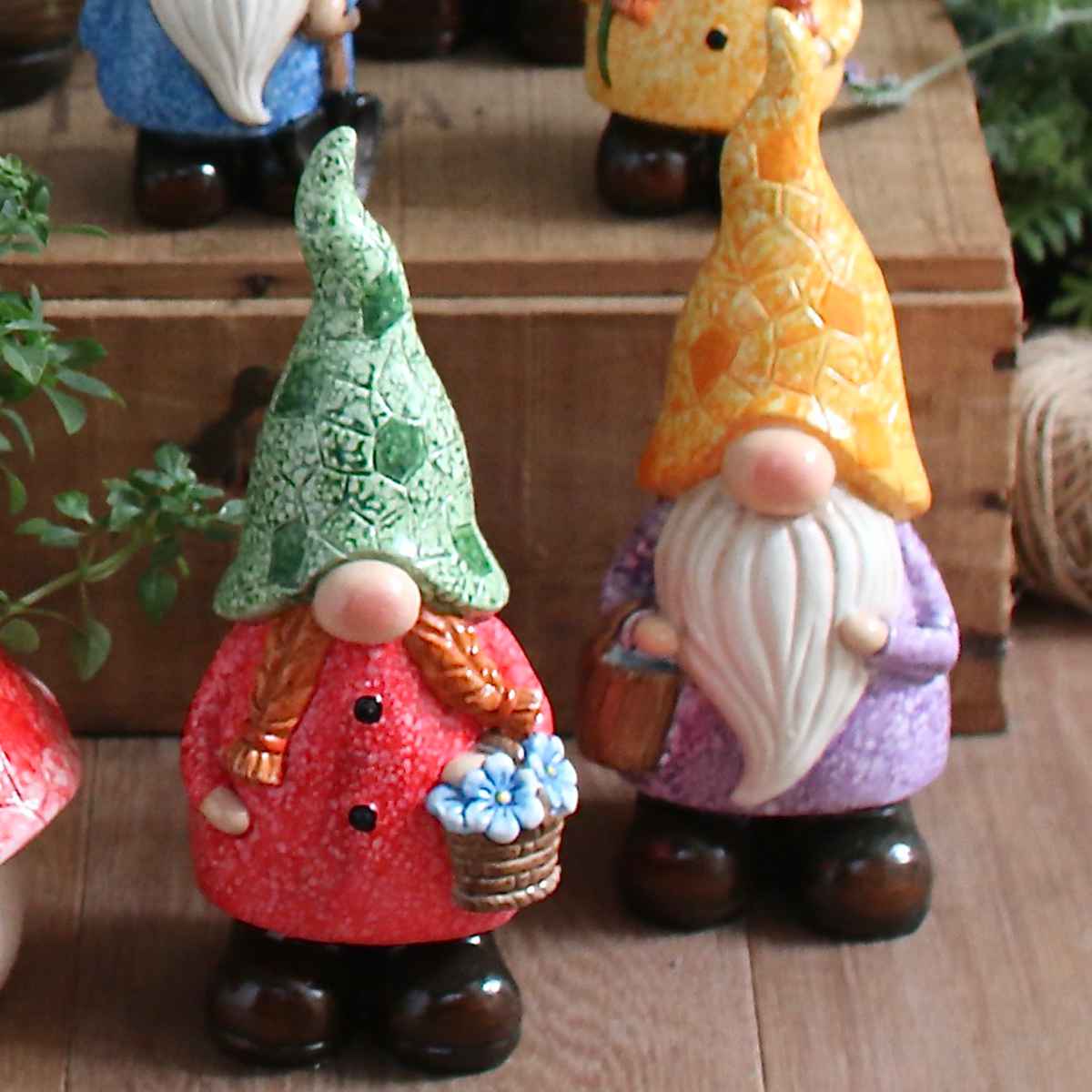 ガーデンノーム M 置物 ( 小人の妖精 小人 レジン オブジェ オーナメント ガーデンオーナメント 庭 インテリア 雑貨 屋外 ガーデン雑貨 中型 こびと 園芸 ガーデンインテリア ) 【グリーン】 グリーン