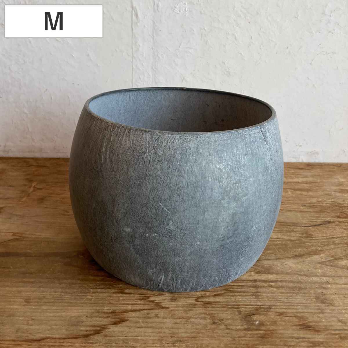 植木鉢 ブリキプランター ラウンド M ( プランター プラントポット 植物用ポット 鉢カバー ブリキポット ブリキ鉢 植物 花 ドライフラワー 観葉植物 多肉植物 園芸 インテリア 収納 丸型 PVCポット付き )