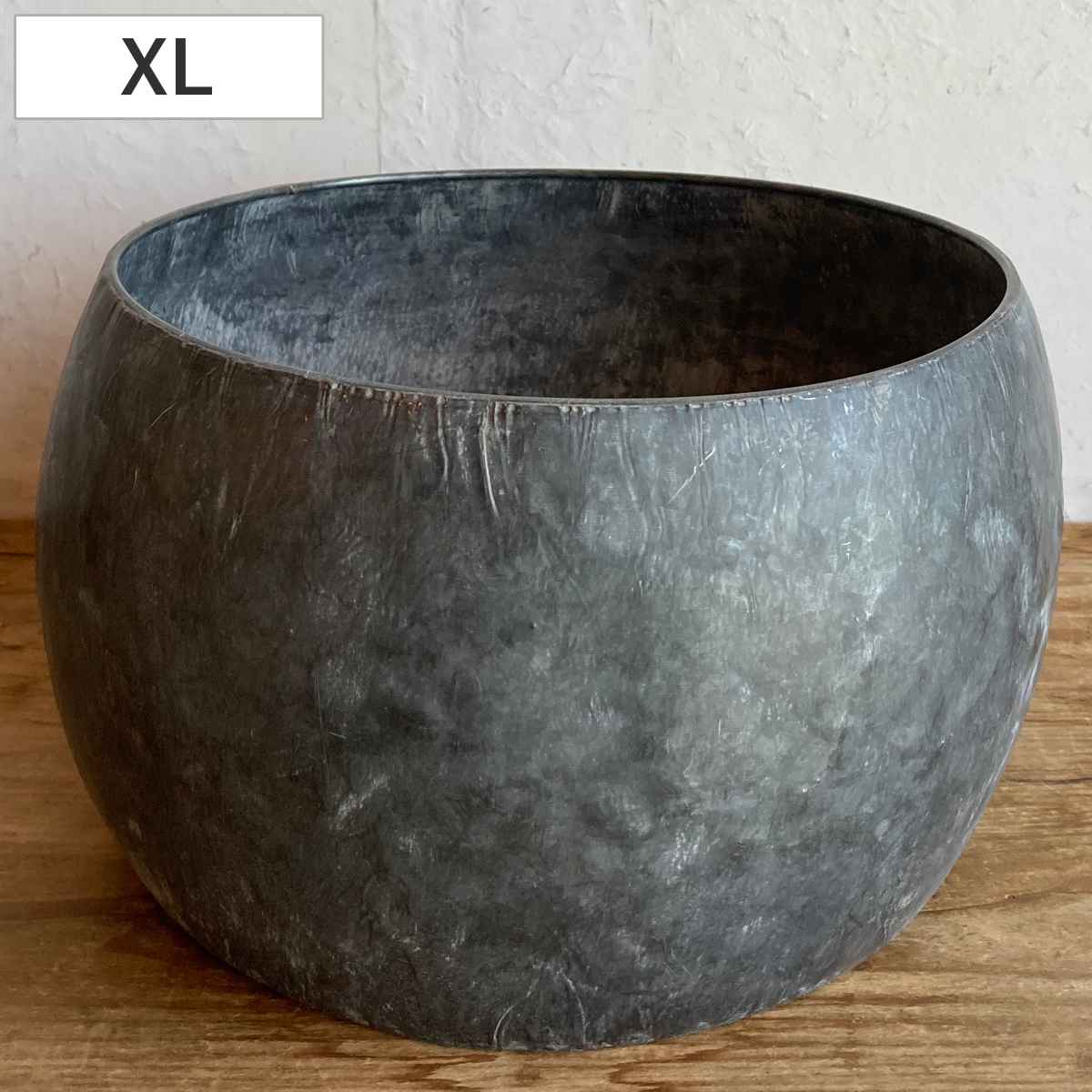 植木鉢 ブリキプランター ラウンド XL ( プランター プラントポット 植物用ポット 鉢カバー ブリキポット ブリキ鉢 植物 花 ドライフラワー 観葉植物 多肉植物 園芸 インテリア 収納 丸型 PVCポット付き )