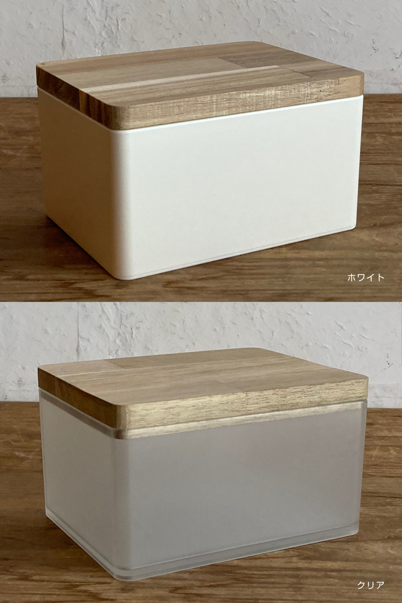 収納ボックス KITOHAKO ふた付き 小物入れ 幅15×奥行11×高さ8cm 日本製 ( 収納 ボックス ケース 小物収納 ふた フタ付き 蓋 木製 木 天然木 インテリア カラフル カラー 入れ物 保管 ストック 天然素材 プラスチック 樹脂 雑貨 ) 【クリア】 クリア