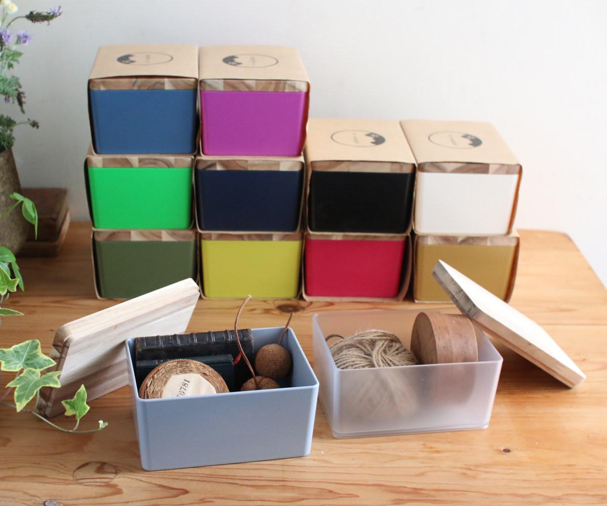 収納ボックス KITOHAKO ふた付き 小物入れ 幅15×奥行11×高さ8cm 日本製 ( 収納 ボックス ケース 小物収納 ふた フタ付き 蓋 木製 木 天然木 インテリア カラフル カラー 入れ物 保管 ストック 天然素材 プラスチック 樹脂 雑貨 ) 【クリア】 クリア