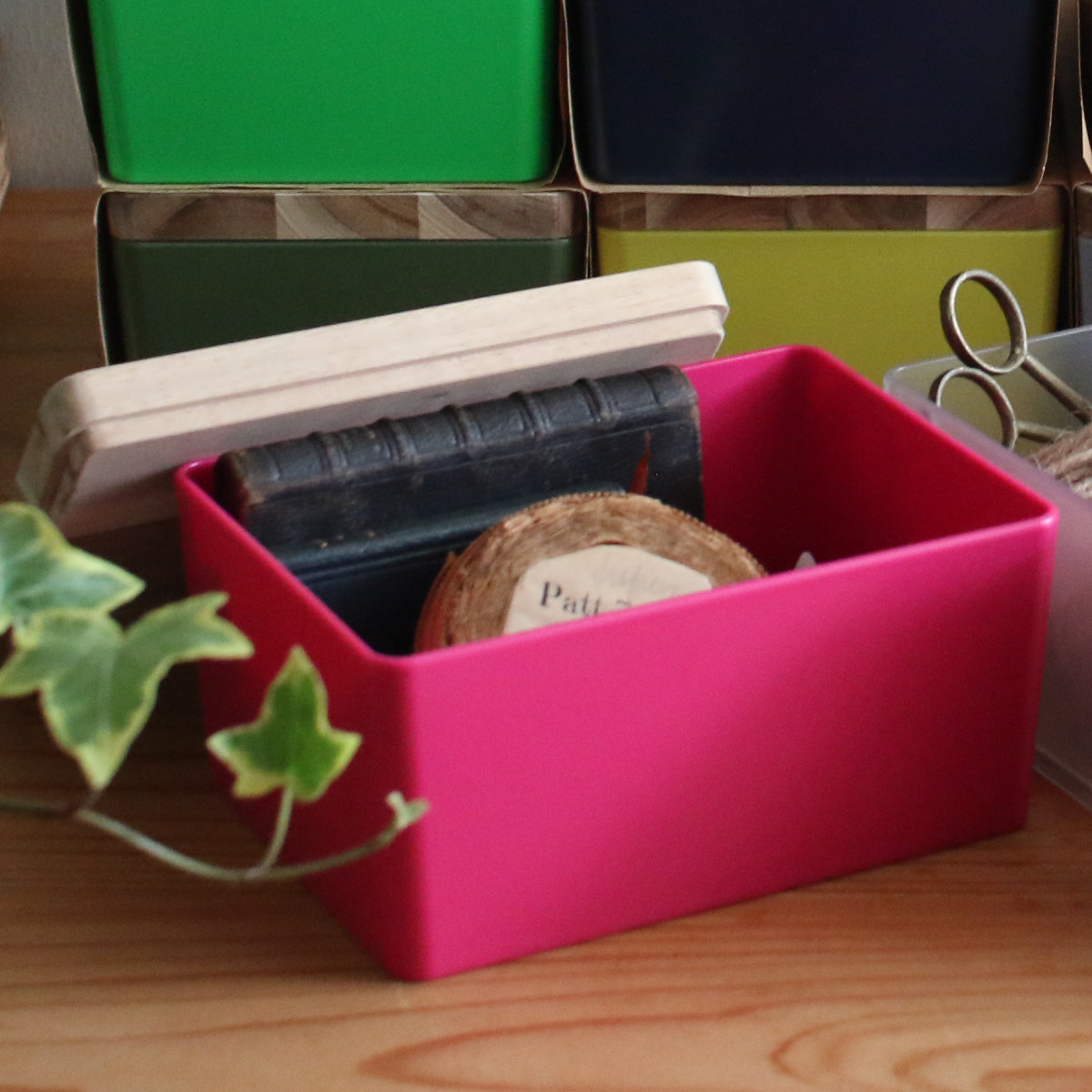 収納ボックス KITOHAKO ふた付き 小物入れ 幅15×奥行11×高さ8cm 日本製 ( 収納 ボックス ケース 小物収納 ふた フタ付き 蓋 木製 木 天然木 インテリア カラフル カラー 入れ物 保管 ストック 天然素材 プラスチック 樹脂 雑貨 ) 【クリア】 クリア