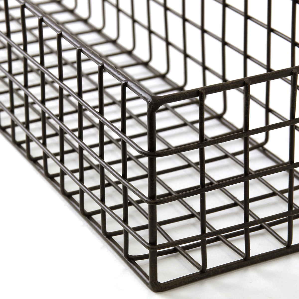 かご ジョセフアイアン ロング ワイヤーバスケット 壁掛け 幅80×奥行12×高さ14cm ( バスケット アイアン 収納 壁面収納 置き 卓上 ウォールシェルフ カゴ アンティーク調 小物収納 軽量 小物入れ 植物 ディスプレイ キッチン )