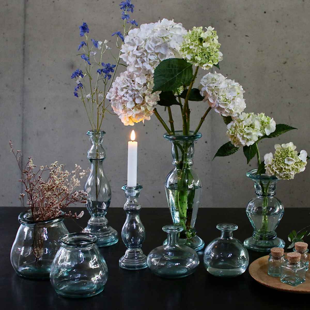 花瓶 リサイクルガラス FLORERO BOTELLA フラスコ ( 花ビン 花びん 花器 フラワーベース フラワー 花 飾る 花入れ ガラス ガラス製 再生ガラス 透明 おしゃれ 一輪挿し )