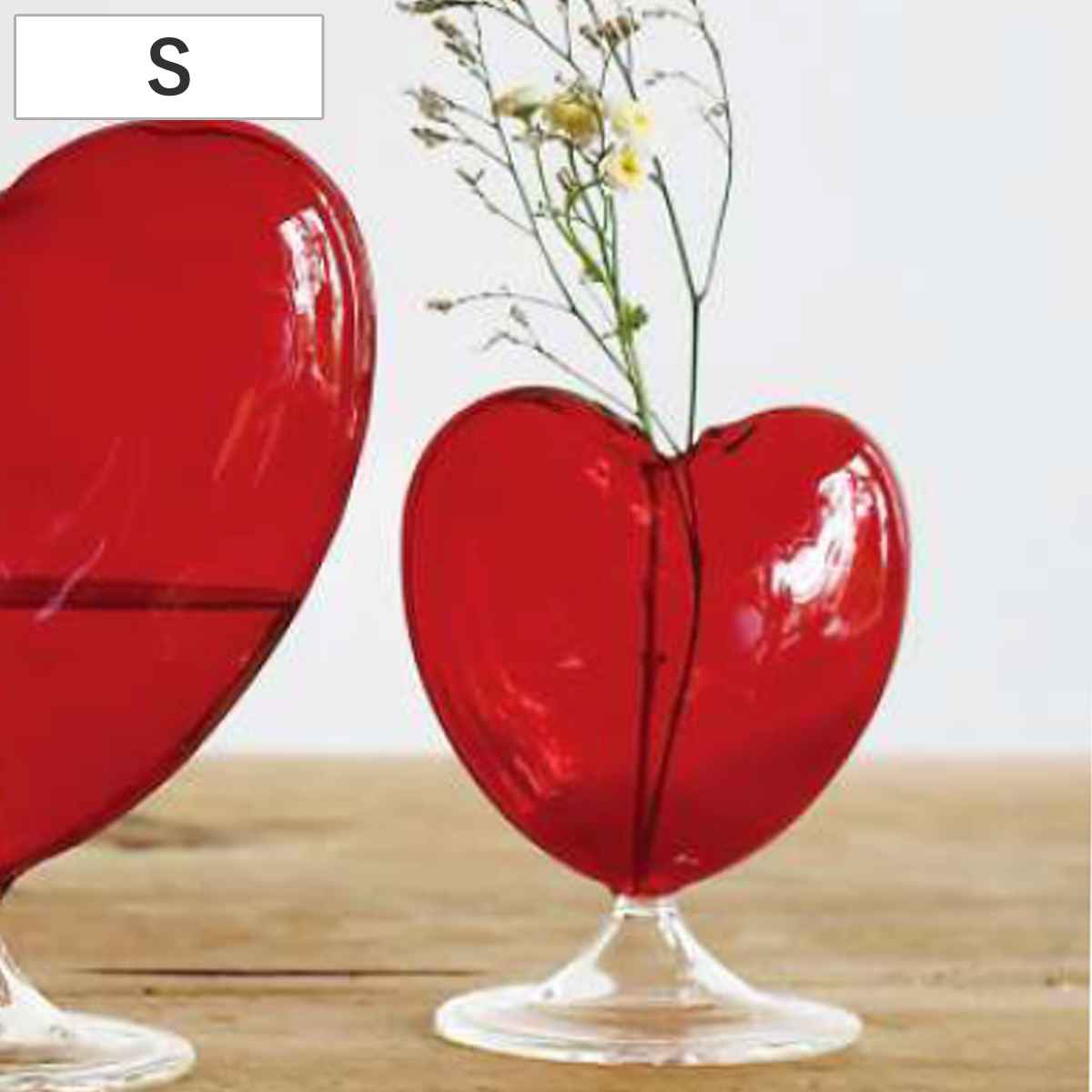 花瓶 ガラスハートフラワーベース S ( 花ビン 花びん 花器 フラワーベース フラワー 花 飾る 花入れ ガラス ガラス製 レッド ハート おしゃれ 一輪挿し )