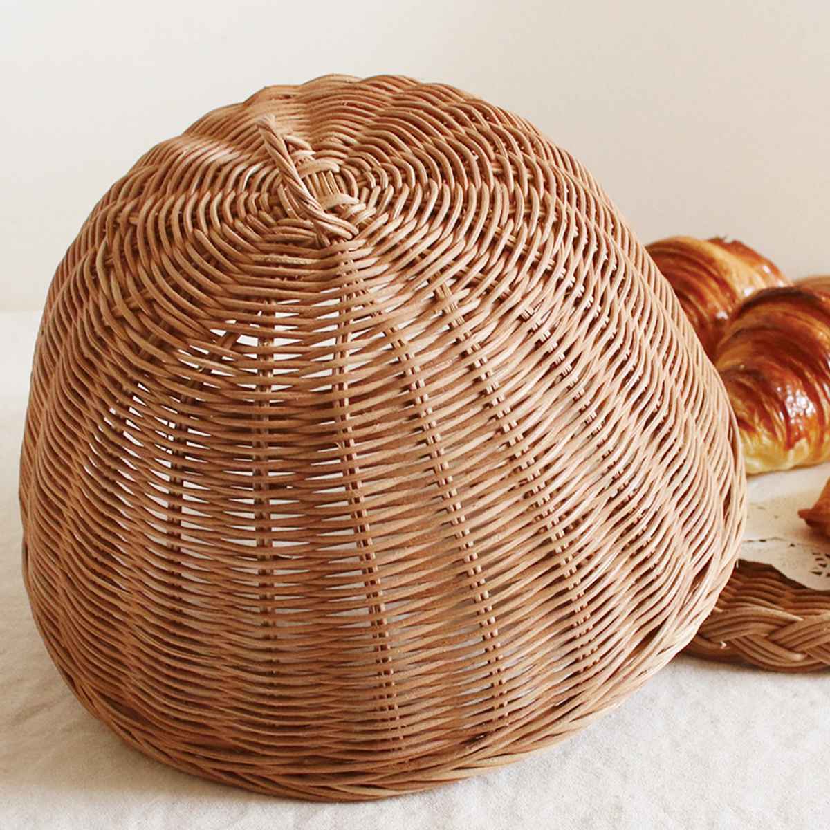 キッチンバスケット MERRY バスケット ドーム （ フードカバー 蓋 フタ ドーム型 ラタン 籐 かぶせる 食卓カバー ドームカバー 取っ手付き ホコリよけ キッチン 収納 かご カゴ 籠 籐かご 小物収納 クローシュ ナチュラル おしゃれ ）