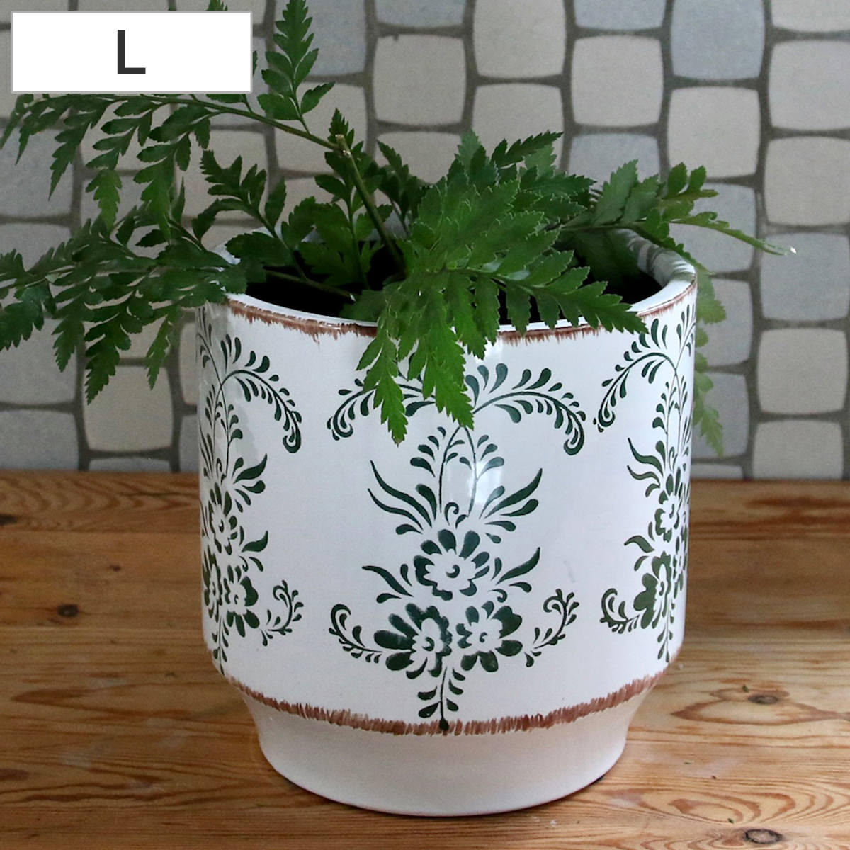 ポット ブルーミー セラミックポット グリーン Lサイズ （ 植木鉢 フラワーポット プラントポット プランターポット 鉢 鉢植え セラミック インテリア 植え替え おしゃれ 観葉植物 多肉植物 サボテン 園芸 水抜き穴 ）