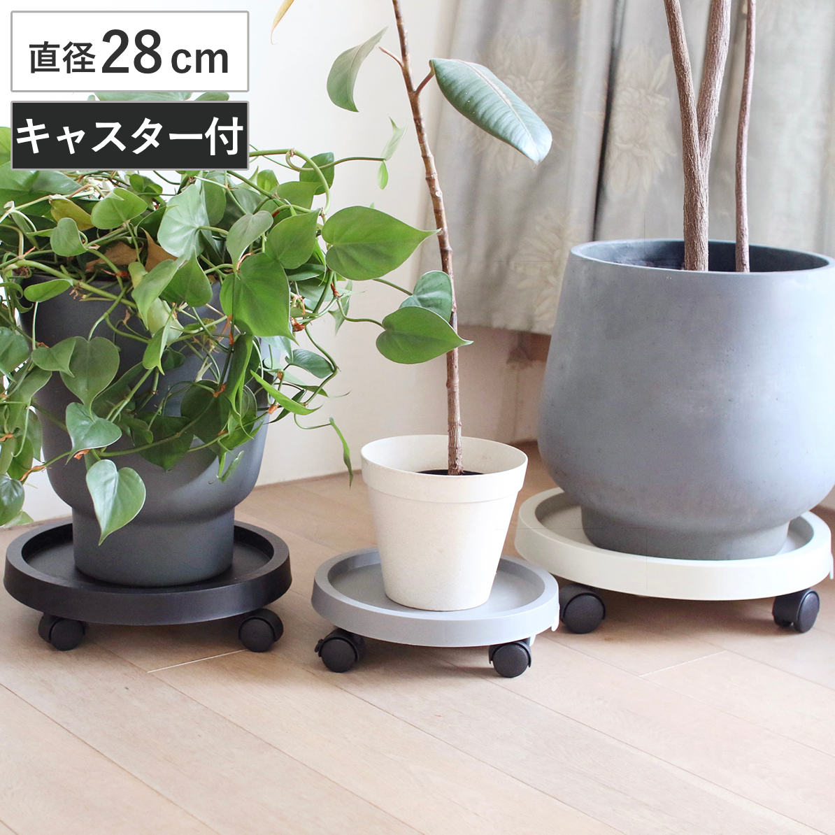 花台 プラントムーブ 28cm （ プランター台 フラワーラック 飾り台 プランタープレート フラワー プレート 室内 飾る 鉢 台 丸型 キャスター付き 置く 植物 観葉植物 花 園芸 インテリア 受け皿 ） 【ブラック】
