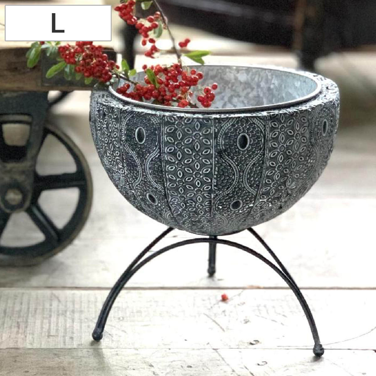 花台 SCADINAVIAN メタルフラワー脚付きポット Lサイズ （ プランター台 フラワーラック 飾り台 プランターラック フラワー スタンドポット 屋外 室内 飾る 台 脚付 置く 植物 観葉植物 花 園芸 オブジェ アイアン ）