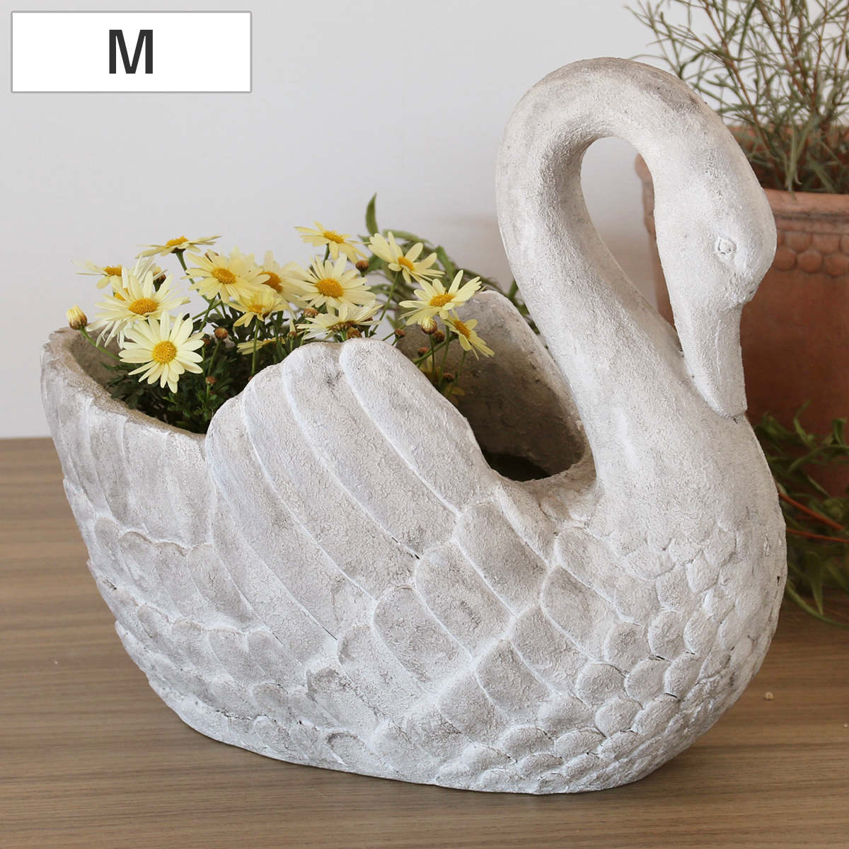 植木鉢 スワンポット M （ プランターカバー スワン ポット 鉢 屋外 外 家庭菜園 寄せ植え おしゃれ 鉢カバー 鉢植え 屋内 白鳥 オブジェ 飾る 花 ）