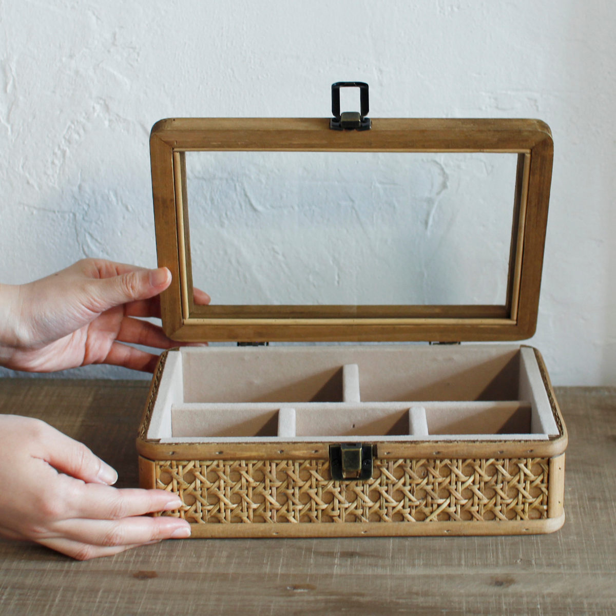 収納ボックス ラタンカントリー 蓋付きアクセサリーボックス 小物入れ