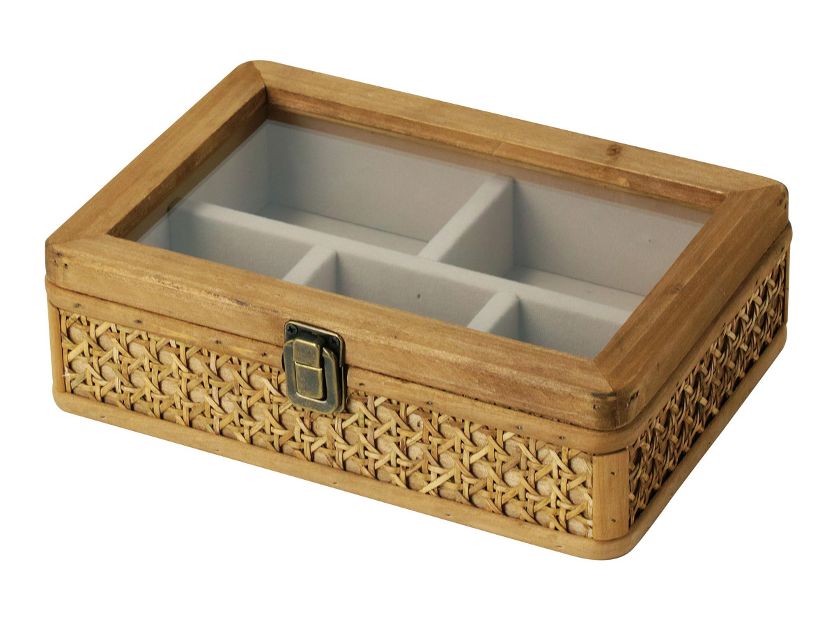 収納ボックス ラタンカントリー 蓋付きアクセサリーボックス 小物入れ