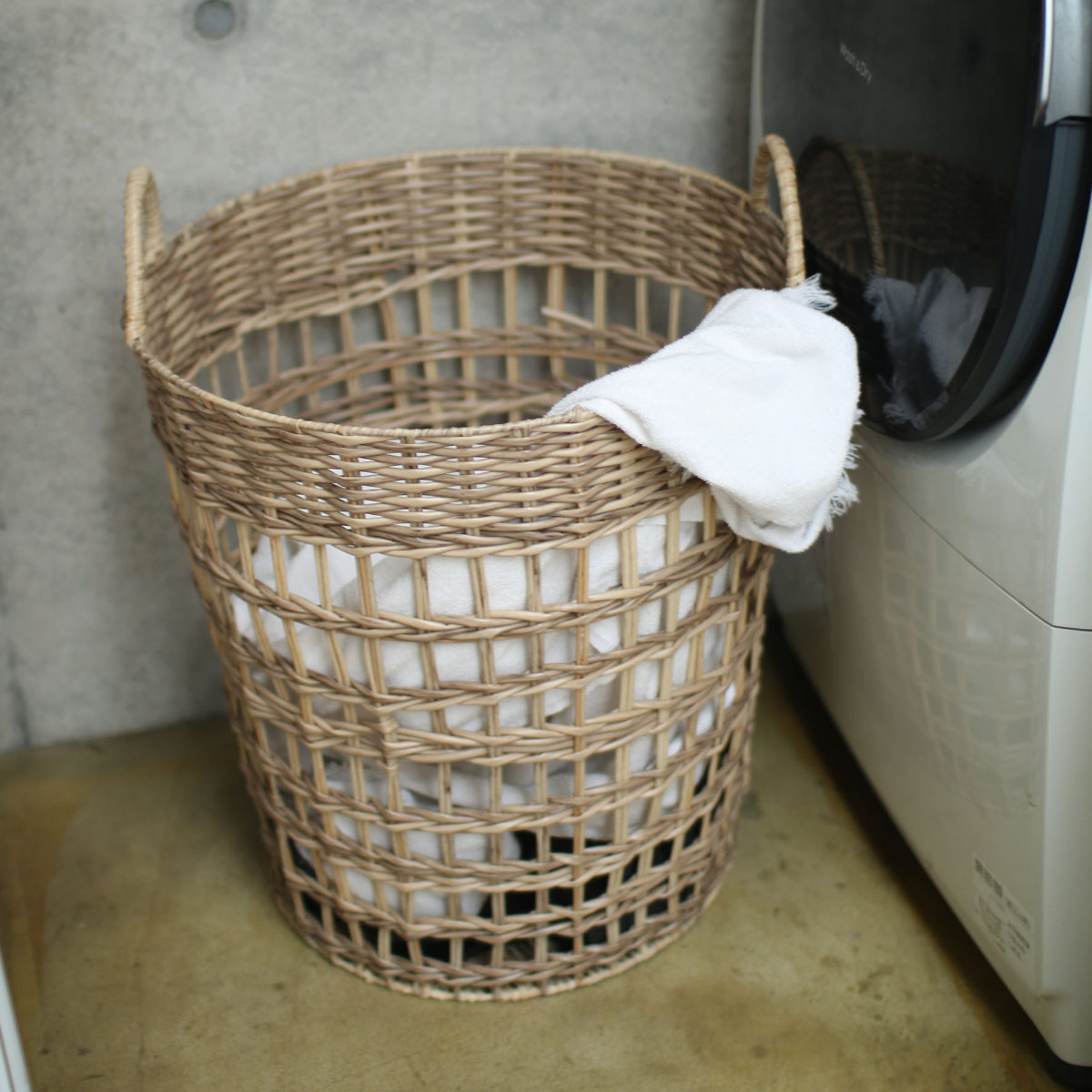 プランターカバー Re-PLA ハンドルラウンドバスケット Lサイズ ( 鉢カバー 鉢入れ 植木鉢入れ かご バスケット 丸 取っ手 スタンド 置き型 観葉植物 鉢植え 花 室内 収納 小物入れ インテリア ナチュラル おしゃれ )【 チャコールグレー 】 チャコールグレー