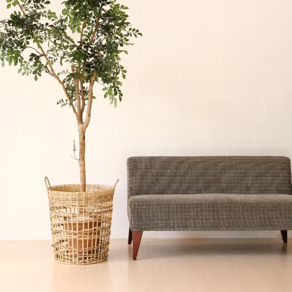 プランターカバー Re-PLA ハンドルラウンドバスケット Lサイズ ( 鉢カバー 鉢入れ 植木鉢入れ かご バスケット 丸 取っ手 スタンド 置き型 観葉植物 鉢植え 花 室内 収納 小物入れ インテリア ナチュラル おしゃれ )【 チャコールグレー 】 チャコールグレー