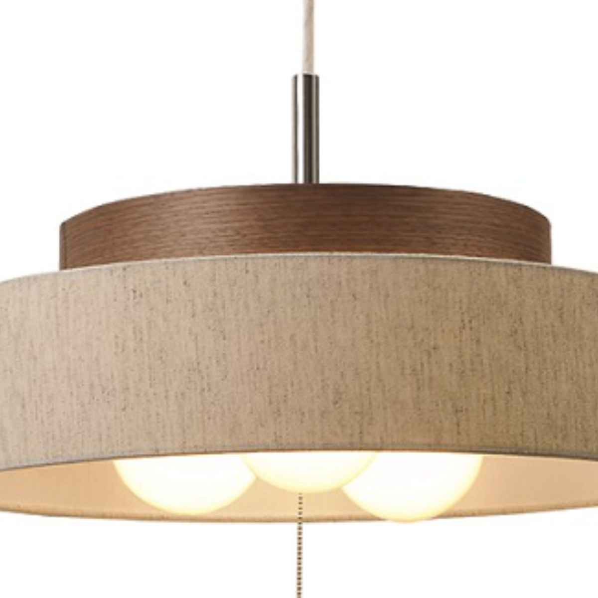 ペンダントライト 3灯 LED対応 Dual ( 照明 LED 洋室 和室 寝室 ダイニング 紐付き 引き紐 吊り下げ E26 北欧風 カジュアル 上品 照明器具 ライト おしゃれ インテリア リビング 3灯式 シンプル ウッド ファブリック ) 【ブラック×グレー】 ブラック×グレー