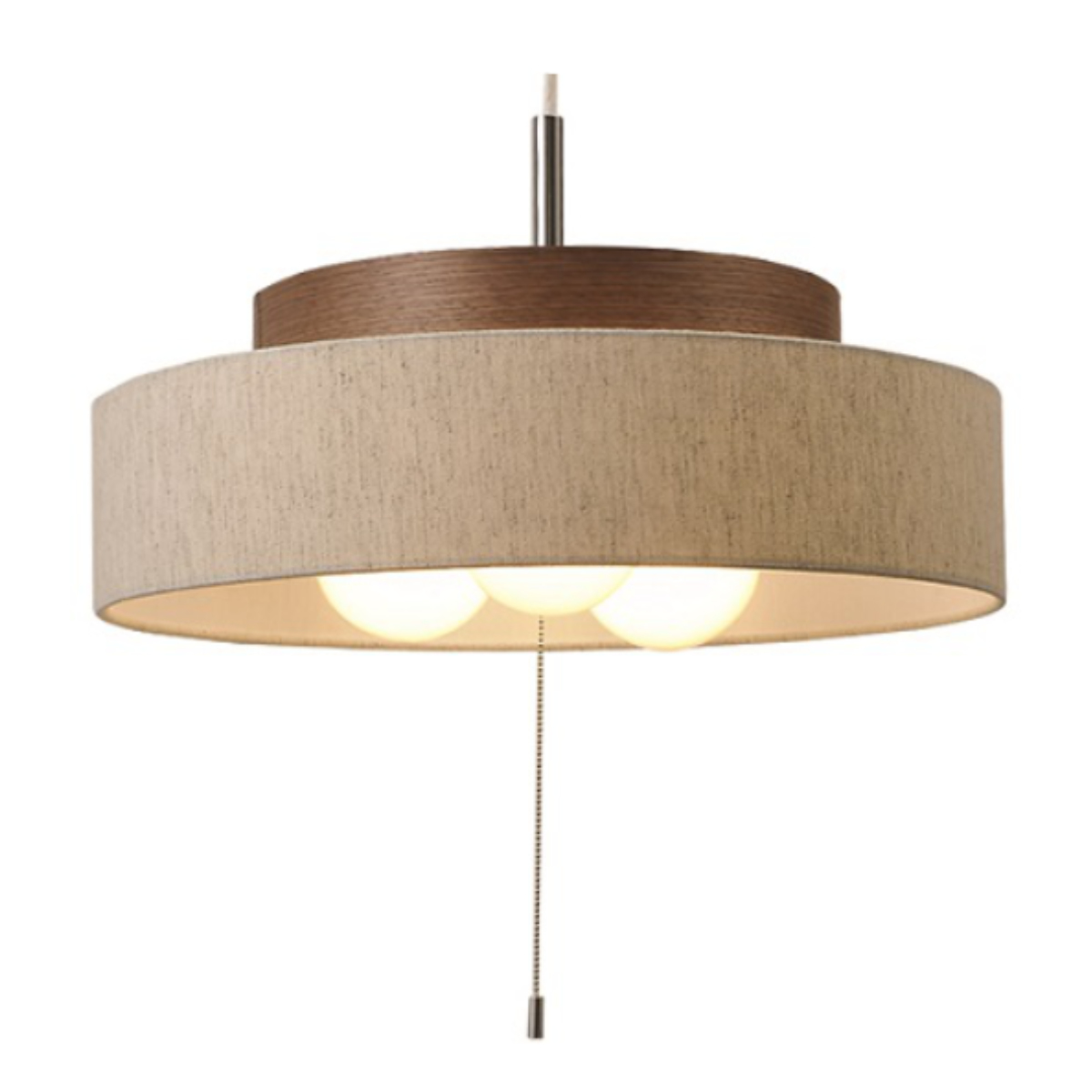 ペンダントライト 3灯 LED対応 Dual ( 照明 LED 洋室 和室 寝室 ダイニング 紐付き 引き紐 吊り下げ E26 北欧風 カジュアル 上品 照明器具 ライト おしゃれ インテリア リビング 3灯式 シンプル ウッド ファブリック ) 【ブラック×グレー】 ブラック×グレー