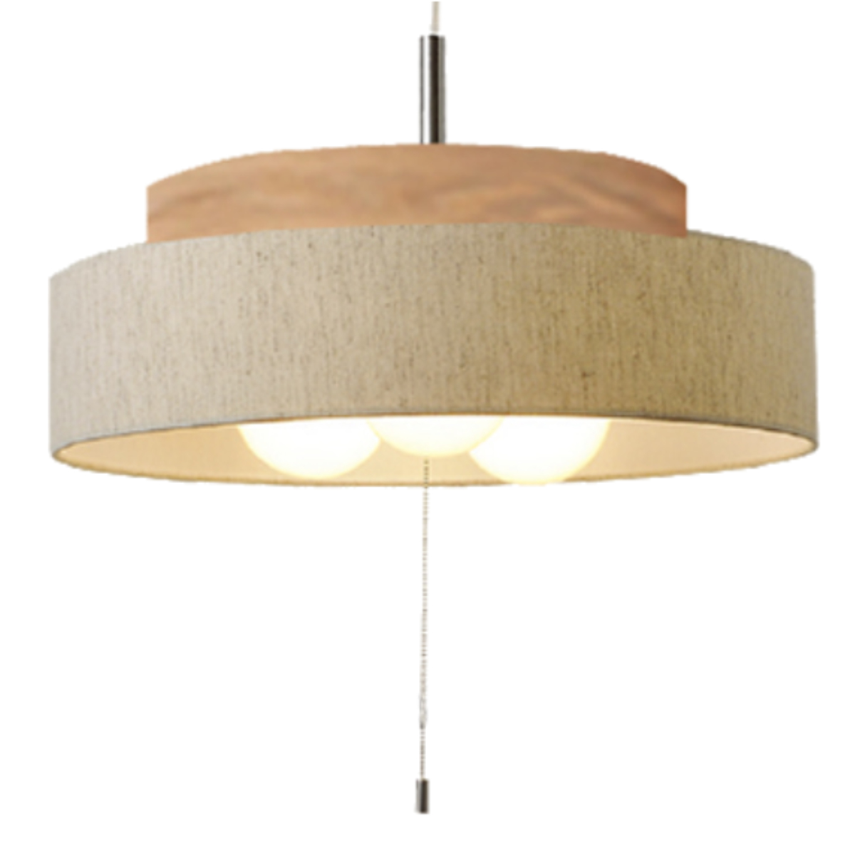 ペンダントライト 3灯 LED対応 Dual ( 照明 LED 洋室 和室 寝室 ダイニング 紐付き 引き紐 吊り下げ E26 北欧風 カジュアル 上品 照明器具 ライト おしゃれ インテリア リビング 3灯式 シンプル ウッド ファブリック ) 【ブラック×グレー】 ブラック×グレー