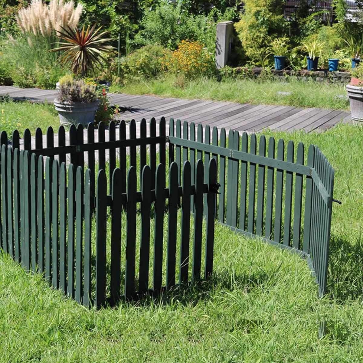 折り畳める木製フェンスゲート付サークルセット（縦ストライプ）983