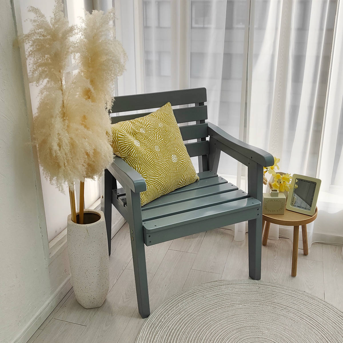 ベンチ 天然木製ベンチ 幅60cm Elan エラン ( 木製 屋外 ウッドチェア ウッドベンチ 庭 バルコニー 1人掛け 天然木 庭先 ガーデンファーニチャー 椅子 ガーデン おしゃれ オブジェ 木 ウッド ) 【ホワイト】 ホワイト