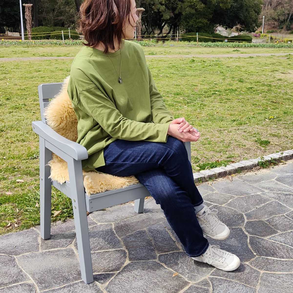 ベンチ 天然木製ベンチ 幅60cm Elan エラン ( 木製 屋外 ウッドチェア ウッドベンチ 庭 バルコニー 1人掛け 天然木 庭先 ガーデンファーニチャー 椅子 ガーデン おしゃれ オブジェ 木 ウッド ) 【ホワイト】 ホワイト