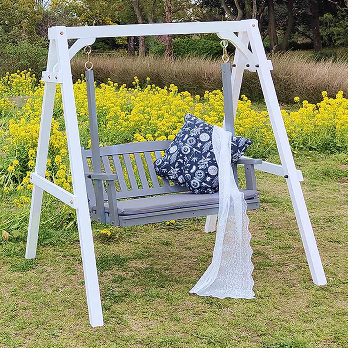 ベンチ 天然木製スウィングベンチ Elan エラン （ ブランコ 木製 屋外 スウィングチェア 家庭用ブランコ 庭 バルコニー 2人掛け 天然木 庭先 ガーデンファーニチャー 椅子 長椅子 ガーデン おしゃれ オブジェ 木 ウッド ）