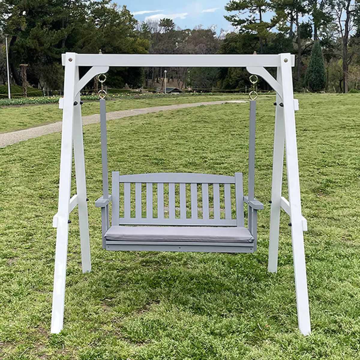 ベンチ 天然木製スウィングベンチ Elan エラン ( ブランコ 木製 屋外 スウィングチェア 家庭用ブランコ 庭 バルコニー 2人掛け 天然木 庭先 ガーデンファーニチャー 椅子 長椅子 ガーデン おしゃれ オブジェ 木 ウッド )