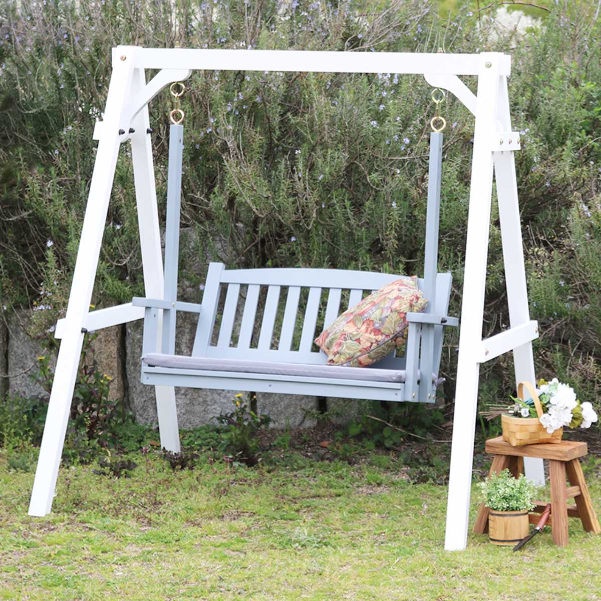 ベンチ 天然木製スウィングベンチ Elan エラン ( ブランコ 木製 屋外 スウィングチェア 家庭用ブランコ 庭 バルコニー 2人掛け 天然木 庭先 ガーデンファーニチャー 椅子 長椅子 ガーデン おしゃれ オブジェ 木 ウッド )