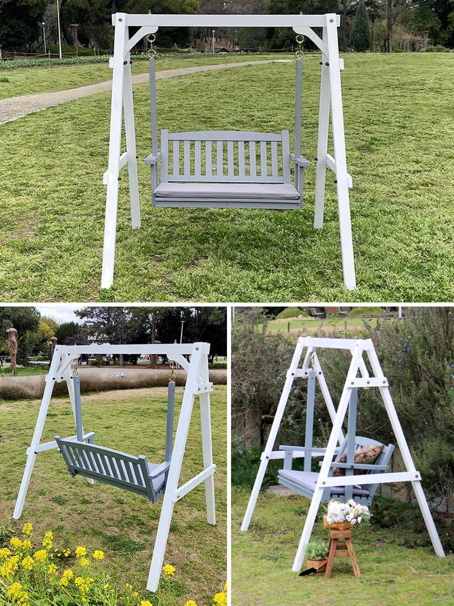 ベンチ 天然木製スウィングベンチ Elan エラン ( ブランコ 木製 屋外 スウィングチェア 家庭用ブランコ 庭 バルコニー 2人掛け 天然木 庭先 ガーデンファーニチャー 椅子 長椅子 ガーデン おしゃれ オブジェ 木 ウッド )