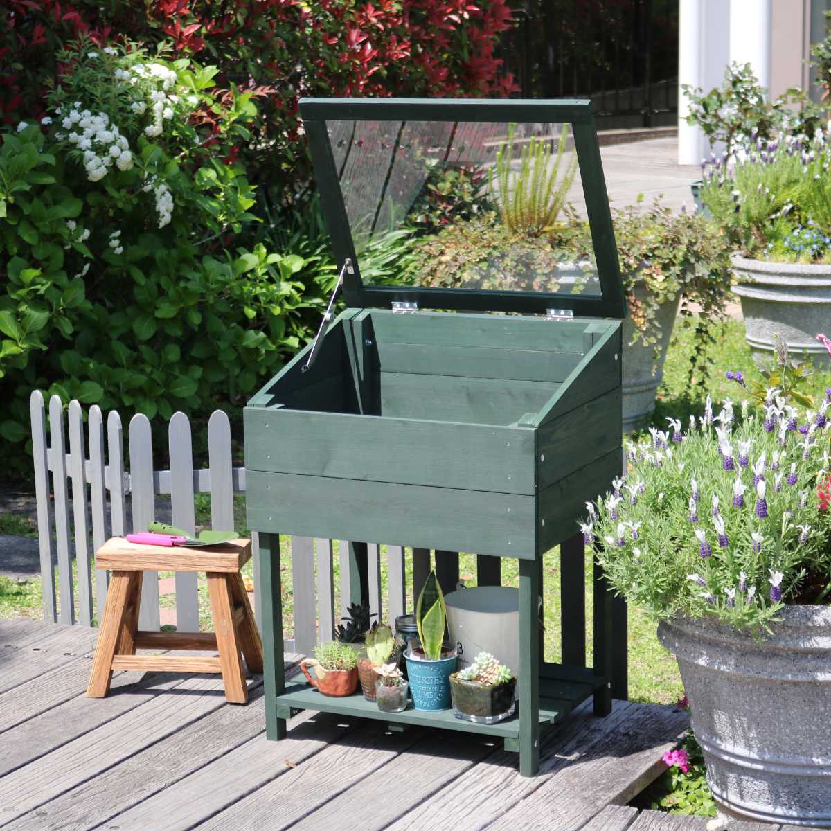 グリーンハウス 木製窓付グリーンハウス 温室 OWN オウン ( プランタースタンド プランター台 フラワーラック 簡易温室 脚付き 収納 木製 ディスプレイ シェルフ おしゃれ 室内 フラワースタンド 鉢置き 飾り台 花台 棚 )