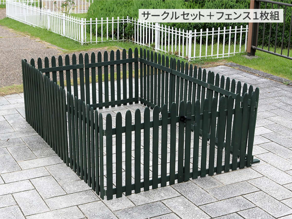 折り畳める木製フェンスゲート付サークルセット（縦ストライプ）983 送料無料]折り畳めるウッドフェンス ゲート付サークルセット（縦