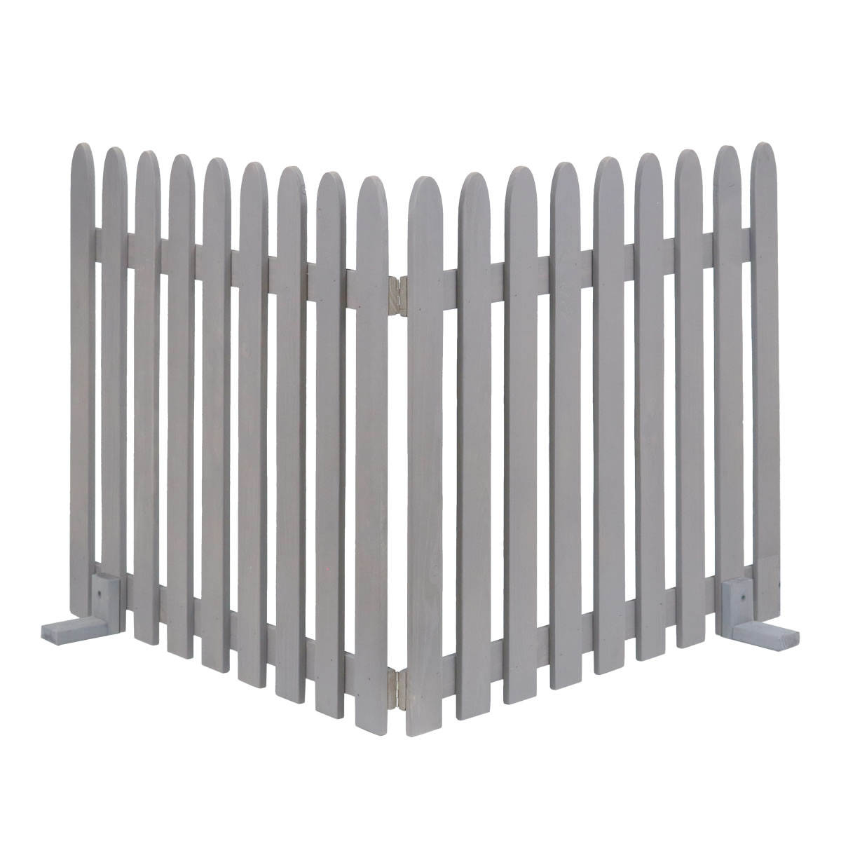 フェンス 木製 折り畳めるウッドフェンス 142×71cm 縦ストライプ ( ガーデンフェンス 柵 折りたたみ 2連 園芸 エクステリア 雑貨 ウッドフェンス 花壇 庭 ベランダ バルコニー ガーデニング 木製ガーデンフェンス 蝶番 インテリア ) 【グレー】 グレー