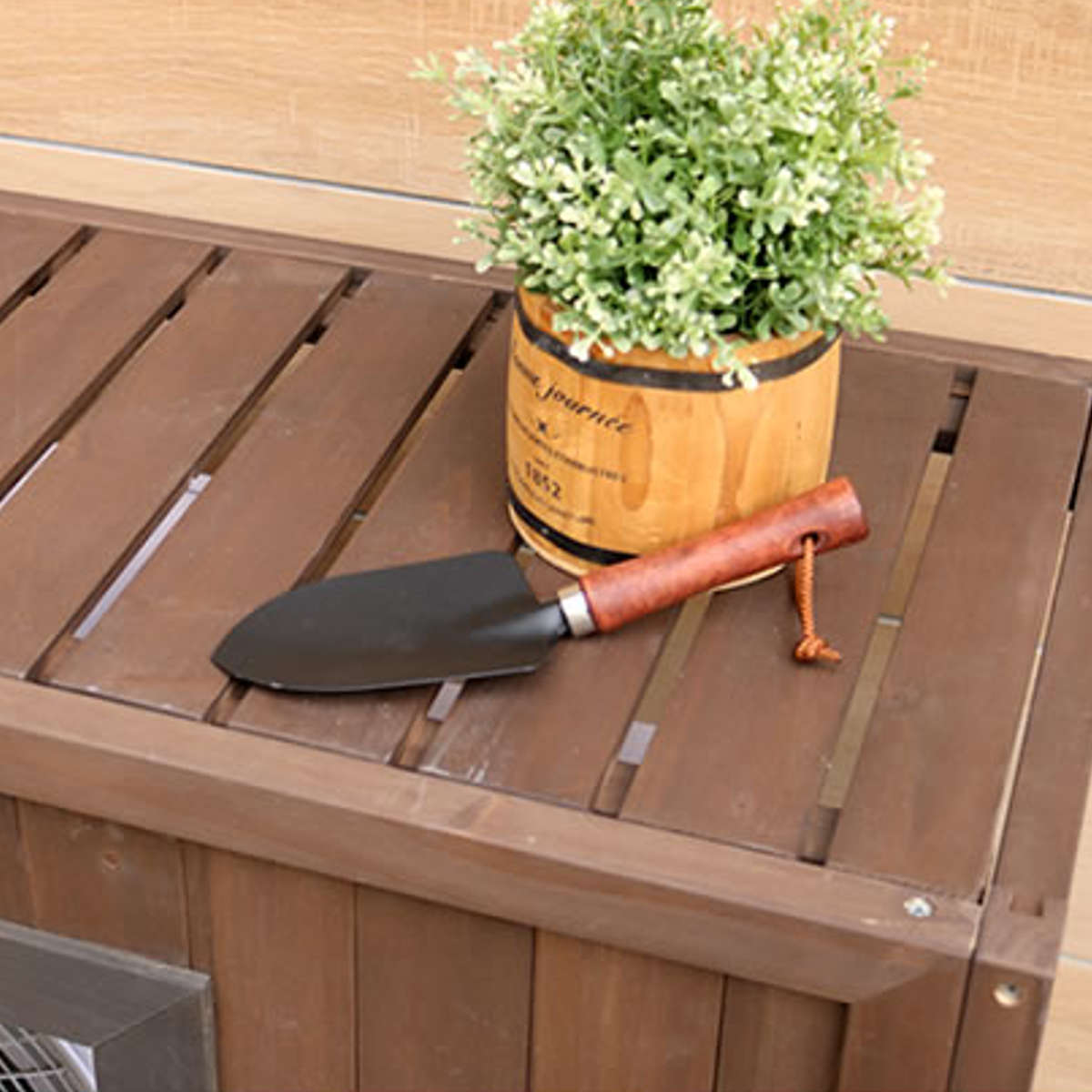 室外機カバー ステンドグラス室外機カバー glass グラス 幅93cm 標準サイズ ( エアコン室外機カバー 木製 ガラス おしゃれ 日よけ 日光対策 直射日光 目隠し 室外機ラック エアコン 室外機 庭 ベランダ 省エネ 節電 簡単組立 軽い ) 【ブラウン】 ブラウン