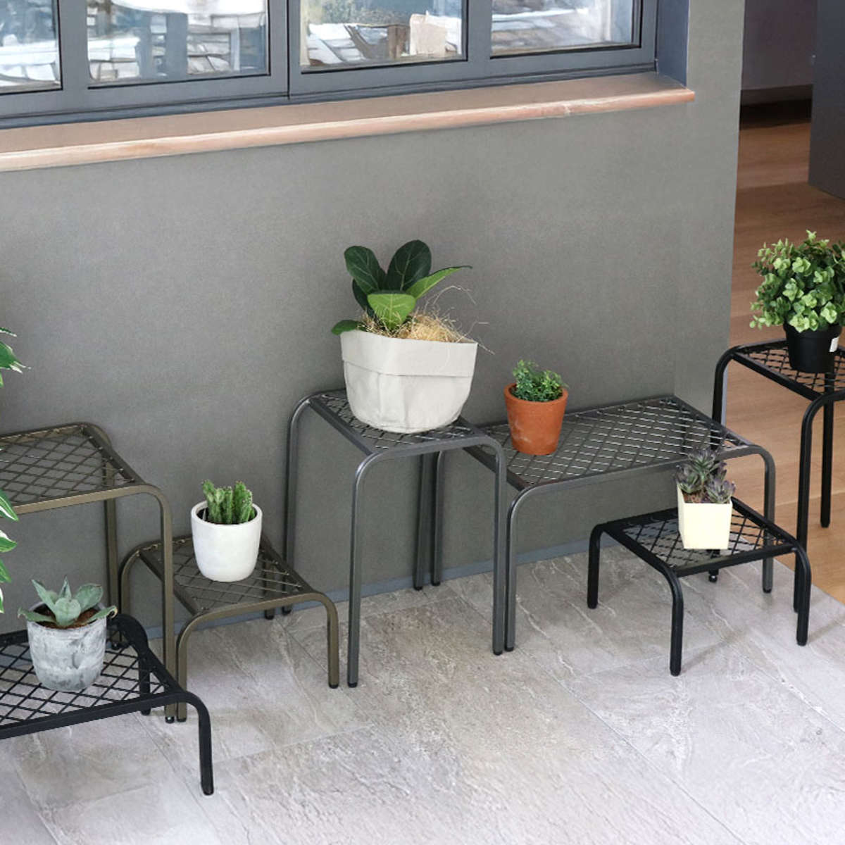 花台 アイアン プランタースタンド TWILL ツイル ローサイズ 同色2個組 ( プランター台 フラワーラック 飾り台 プランターラック フラワー スタンド 室内 飾る 台 脚付き 置く 植物 観葉植物 花 園芸 アイアンフレーム 2個セット ) 【ゴールド】 ゴールド