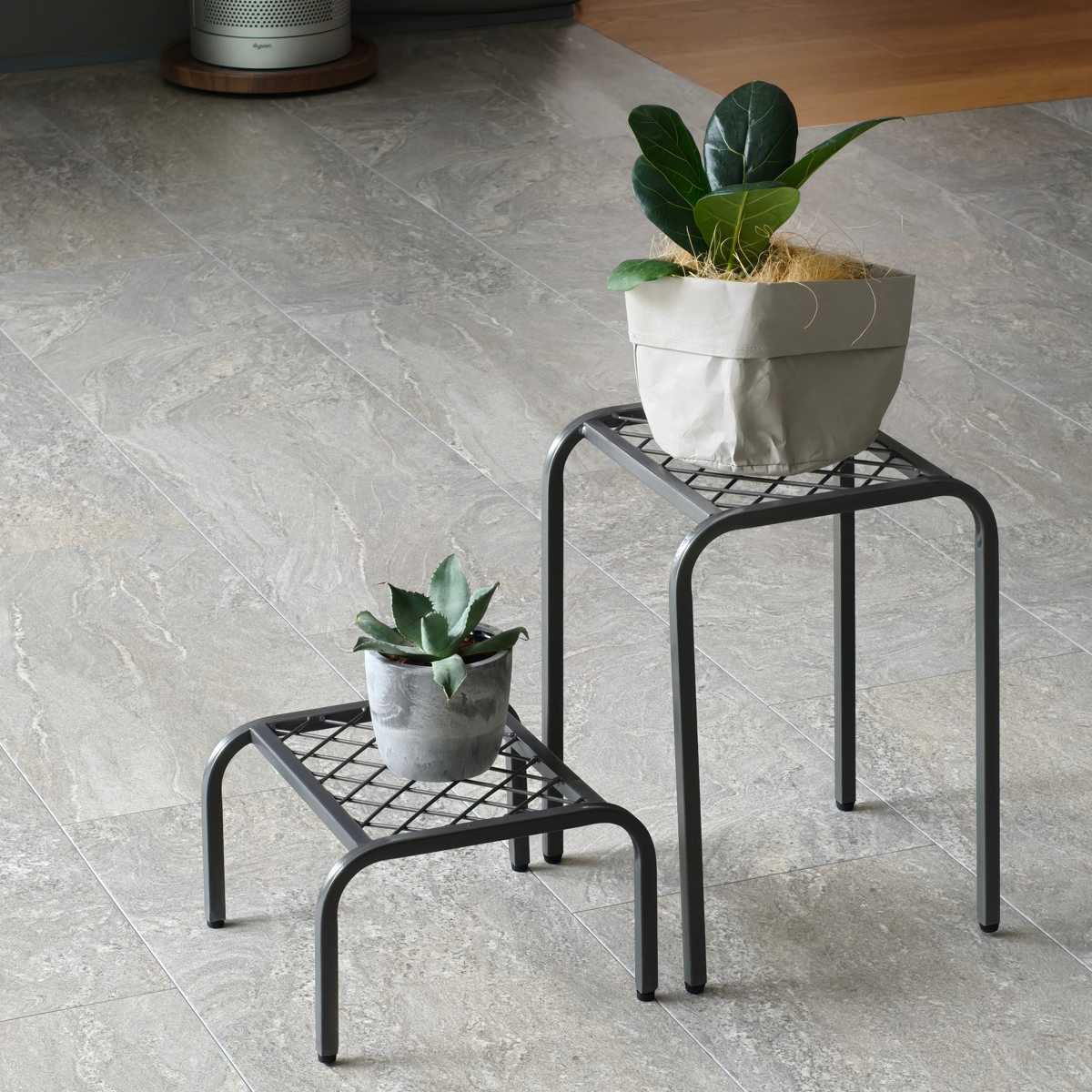 花台 アイアン プランタースタンド TWILL ツイル ハイロー 同色2点組 ( プランター台 フラワーラック 飾り台 プランターラック フラワー スタンド 室内 飾る 台 脚付き 置く 植物 観葉植物 花 園芸 アイアンフレーム 大小2個セット ) 【ブラック】 ブラック