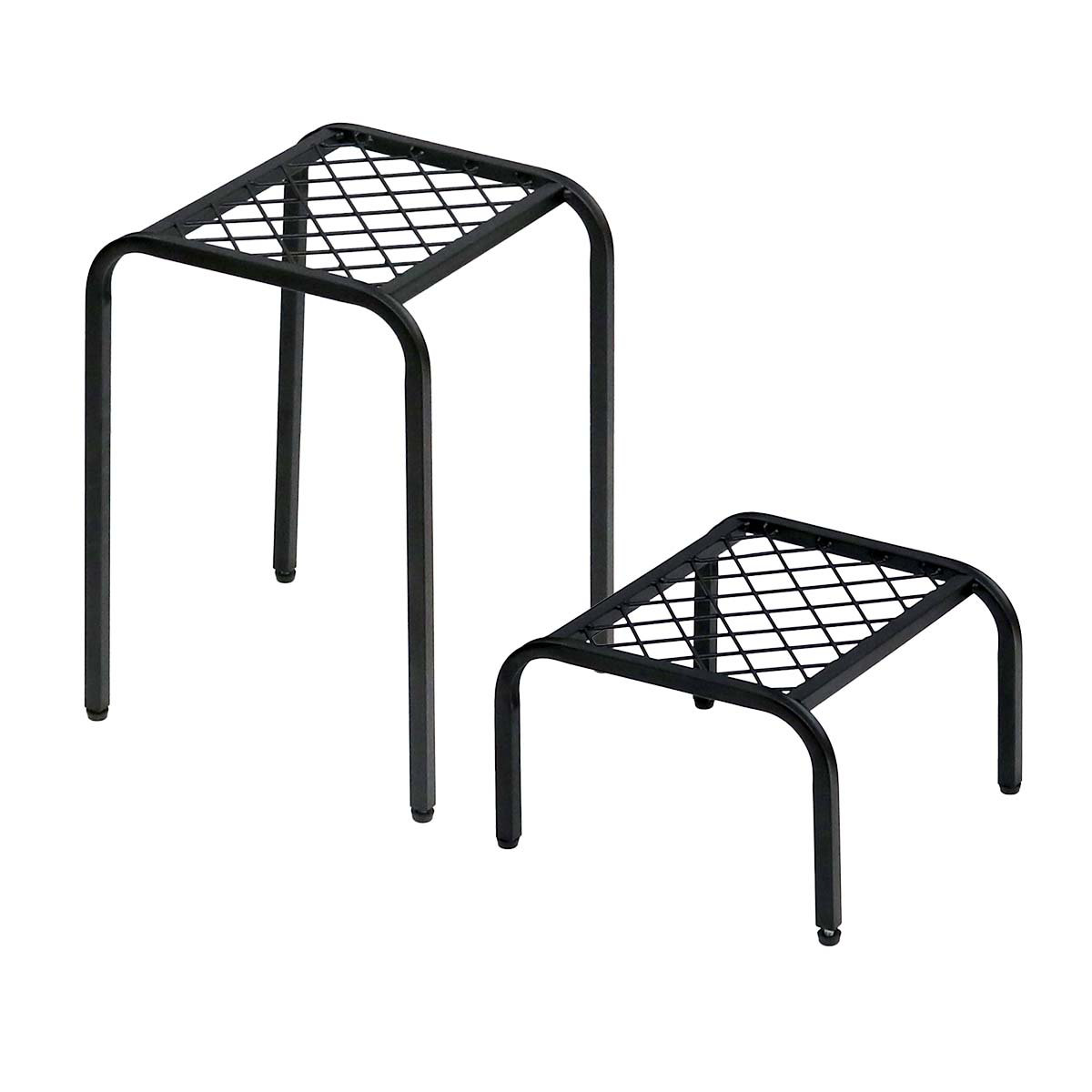 花台 アイアン プランタースタンド TWILL ツイル ハイロー 同色2点組 ( プランター台 フラワーラック 飾り台 プランターラック フラワー スタンド 室内 飾る 台 脚付き 置く 植物 観葉植物 花 園芸 アイアンフレーム 大小2個セット ) 【ブラック】 ブラック