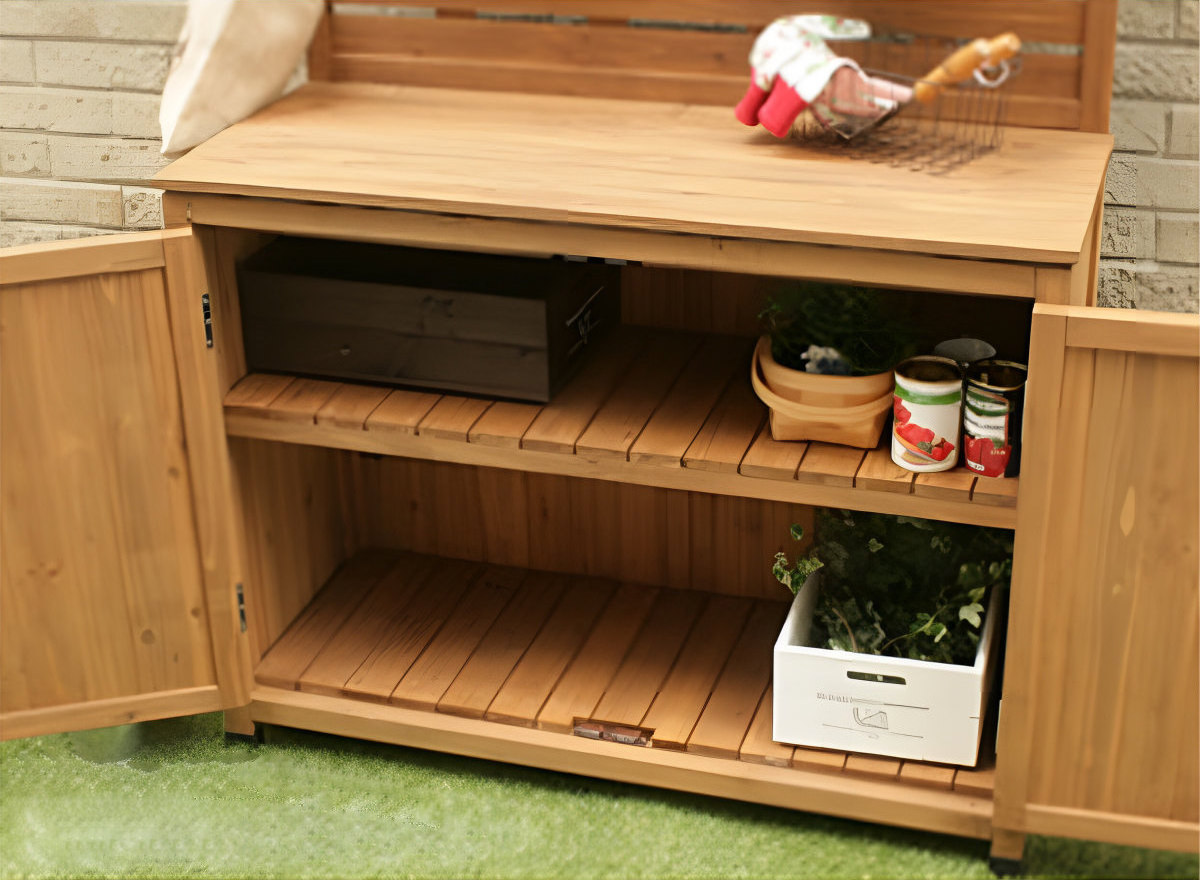 物置 パネル付収納庫 80 木製 ( 屋外物置 約 幅 80cm 木製物置 ベランダ 物置き 屋外収納 収納 ラック 収納棚 天然木 ガーデン ガレージ 庭用品 扉 ストッカー ガーデンストッカー パネル 棚付き おしゃれ )