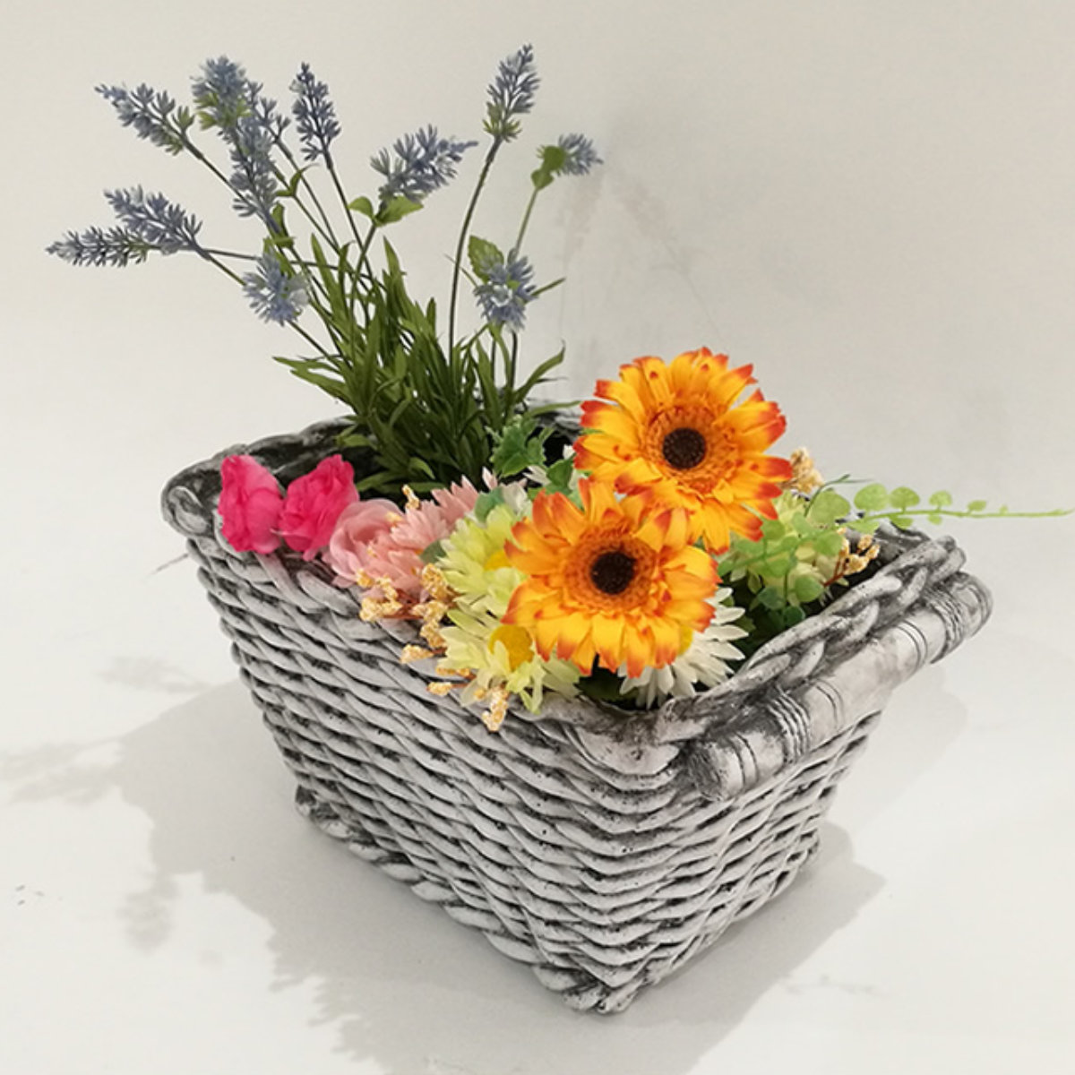 プランター バスケット調プランター 40 （ プランターカバー スクエア 植木鉢 鉢 底穴 屋外 外 家庭菜園 寄せ植え バスケット風 ポット 鉢カバー ナチュラル ホテル 鉢植え 屋内 長角型 長方形 大型 花 おしゃれ ）