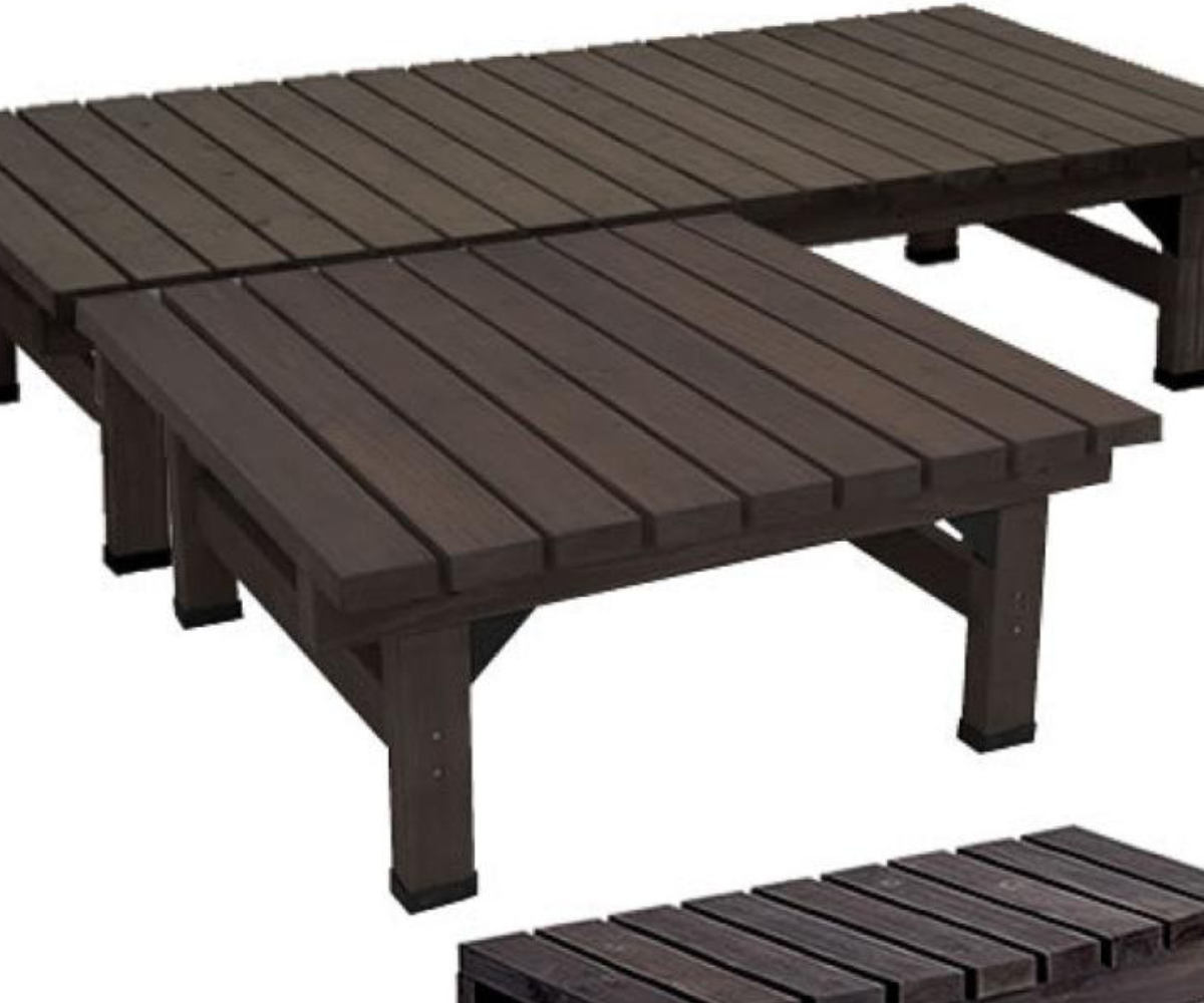 縁台 デッキ縁台 90×90cm ( ガーデンデッキ ベンチ 木製 屋外 ウッドデッキ ウッドベンチ 庭 バルコニー 天然木 杉 庭先 ぬれ縁 ガーデンベンチ 掃き出し窓 連結 ウッド デッキ おしゃれ ) 【ライトブラウン】 ライトブラウン