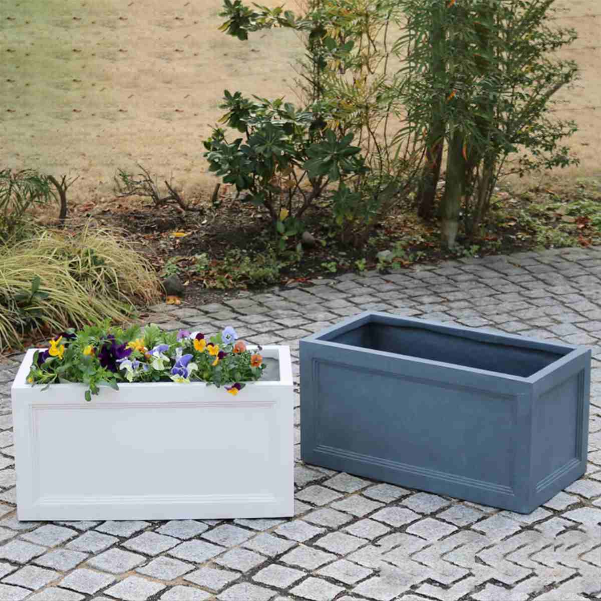 プランター マグネシウムプランター 幅60cm ( プランターカバー スクエア 植木鉢 鉢 底穴 屋外 外 家庭菜園 寄せ植え おしゃれ ポット 鉢カバー 鉢植え 屋内 長角型 長方形 大型プランター 水抜き穴 大型 花 ) 【ホワイト】 ホワイト