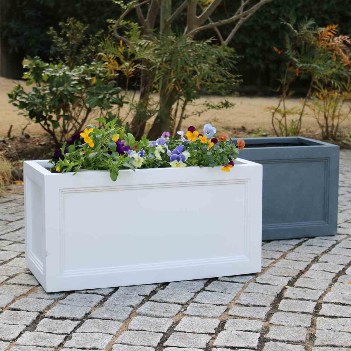 プランター マグネシウムプランター 幅60cm ( プランターカバー スクエア 植木鉢 鉢 底穴 屋外 外 家庭菜園 寄せ植え おしゃれ ポット 鉢カバー 鉢植え 屋内 長角型 長方形 大型プランター 水抜き穴 大型 花 ) 【ホワイト】 ホワイト