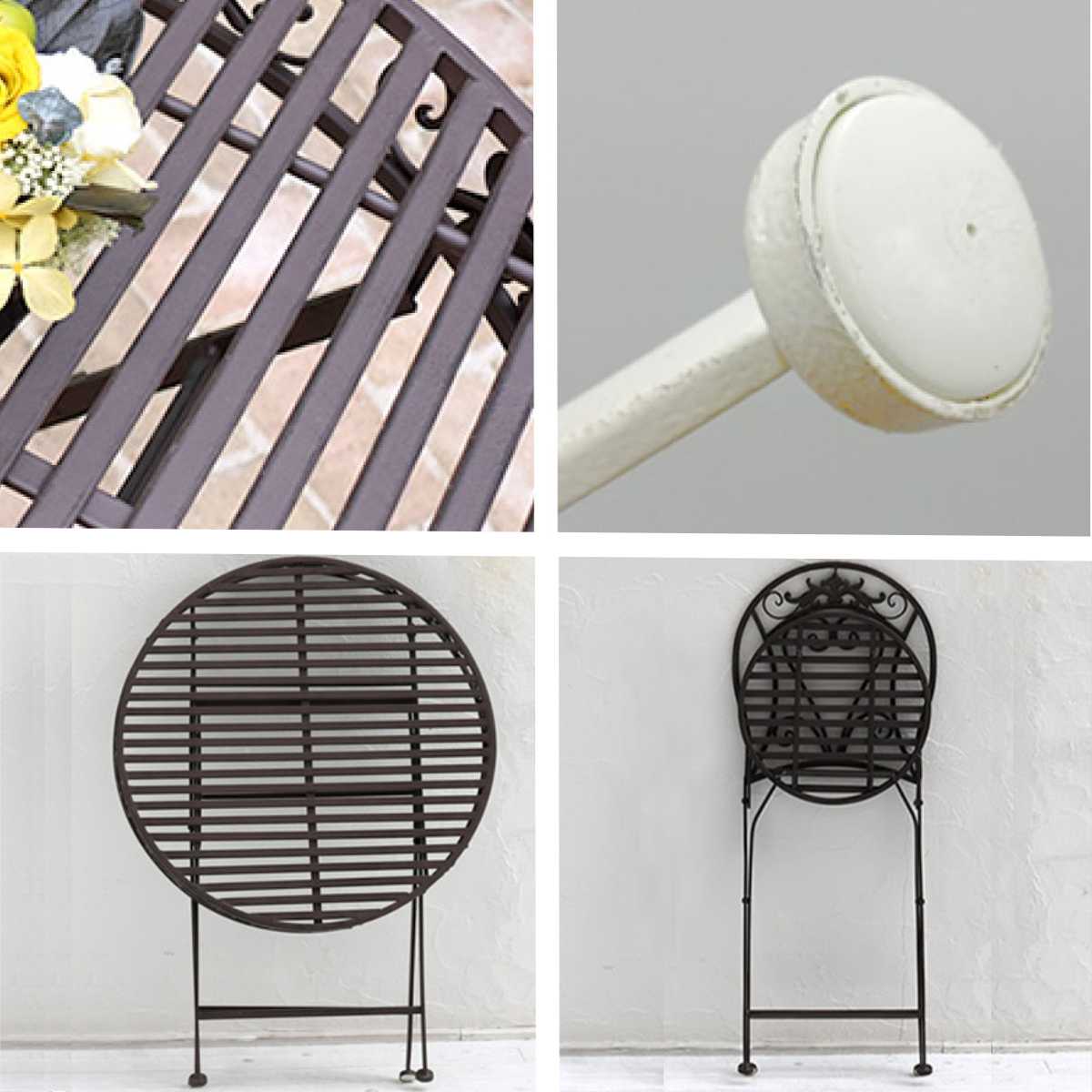 テーブル&チェア ブランティーク ホワイトアイアンテーブル70&チェア 3点セット ( テーブル ガーデンチェア ガーデン 庭 折りたたみ 机 椅子 カフェテーブル ガーデンテーブル 折りたたみチェア チェア カフェ バルコニー )