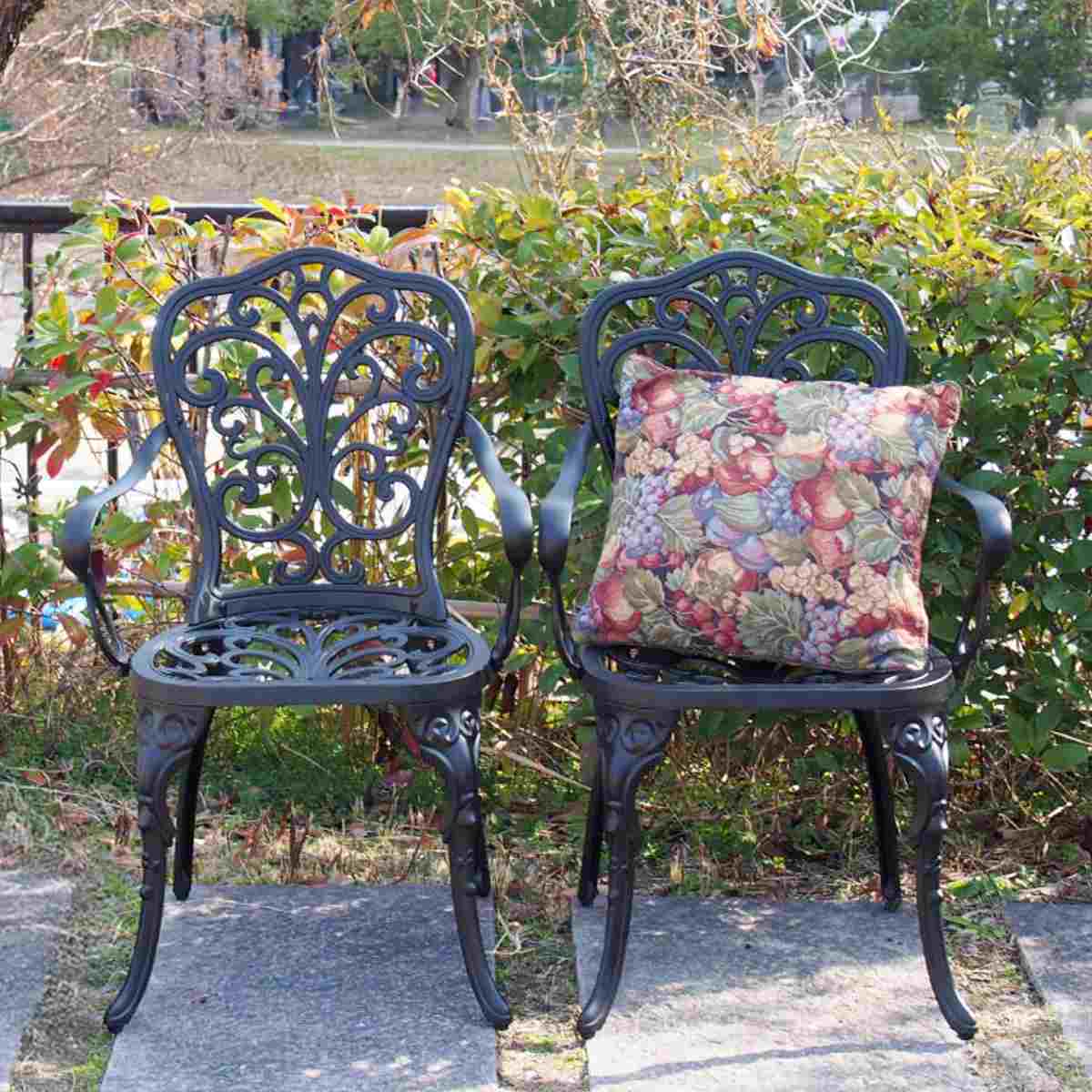 テーブル&チェア アルミ製ラウンドテーブル&チェア トルペ 5点セット ( テーブル ガーデンチェア ガーデン 庭 机 丸 ラウンド 椅子 カフェテーブル ガーデンテーブル チェア カフェ バルコニー パラソル パラソル用ホール 穴 )