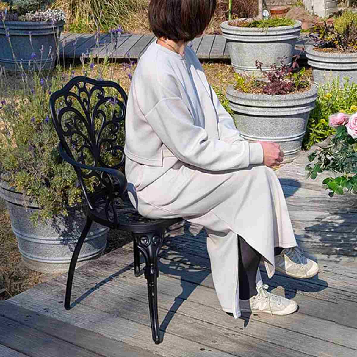 テーブル&チェア アルミ製ラウンドテーブル&チェア トルペ 5点セット ( テーブル ガーデンチェア ガーデン 庭 机 丸 ラウンド 椅子 カフェテーブル ガーデンテーブル チェア カフェ バルコニー パラソル パラソル用ホール 穴 )