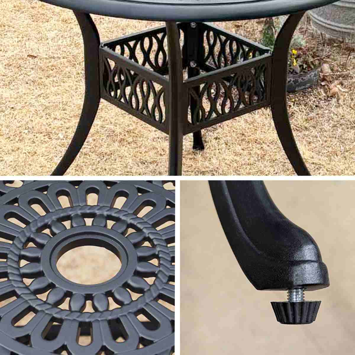 テーブル&チェア アルミ製ラウンドテーブル&チェア トルペ 5点セット ( テーブル ガーデンチェア ガーデン 庭 机 丸 ラウンド 椅子 カフェテーブル ガーデンテーブル チェア カフェ バルコニー パラソル パラソル用ホール 穴 )