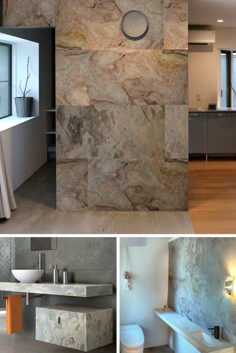 タイル DIY Stone 天然石タイル 122×61cm 8枚組 ( 壁紙タイル リメイクシート 壁用 石 ストーン 壁紙 立体 タイルシート 高級 石壁 天然石 リフォーム タイル壁紙 クロス 簡単 カット可能 8枚入り ) 【シルバー】 シルバー