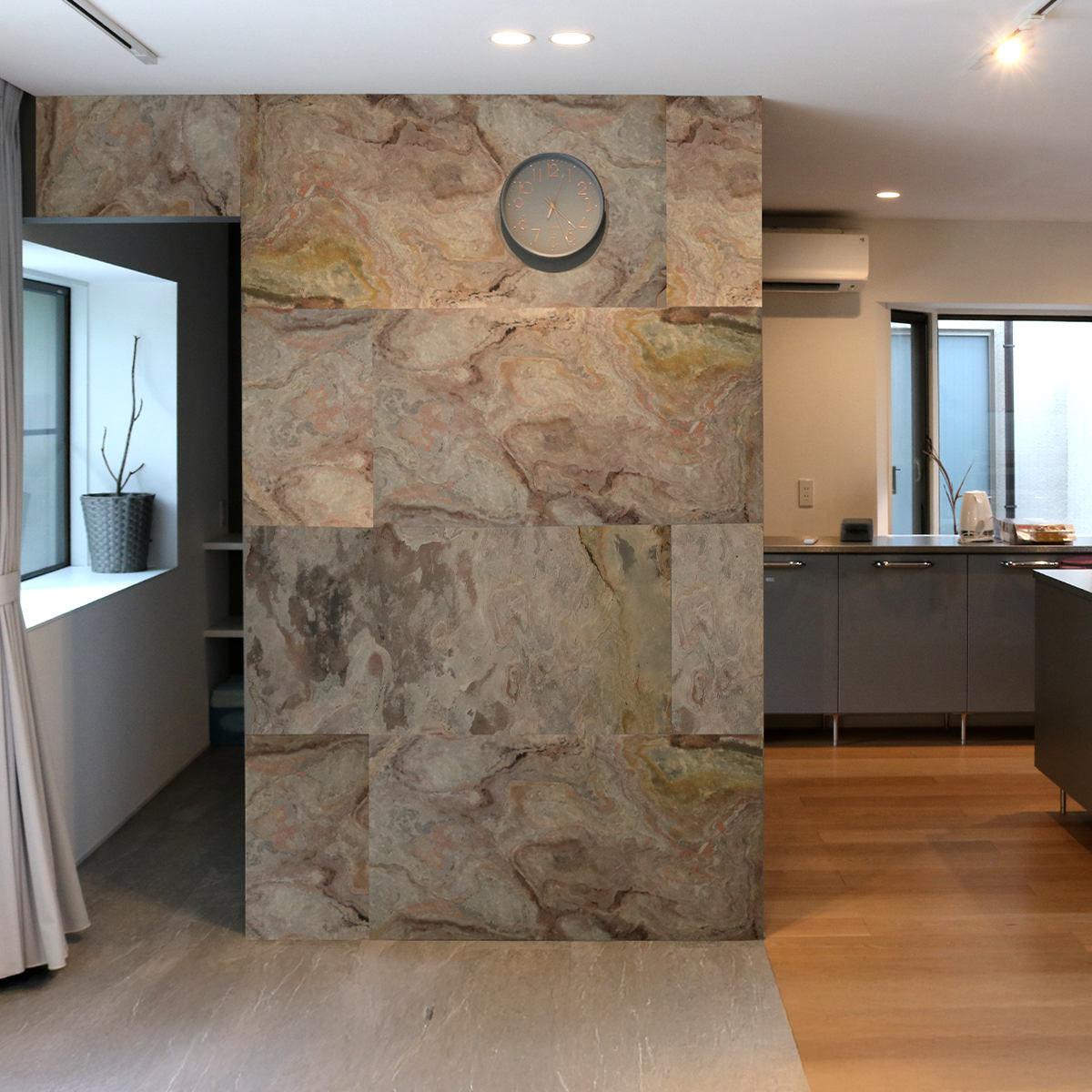 タイル DIY Stone 天然石タイル 122×61cm ( 壁紙タイル リメイクシート 壁用 石 ストーン 壁紙 立体 タイルシート 高級 石壁 天然石 リフォーム タイル壁紙 クロス 簡単 カット可能 ) 【グレー】 グレー