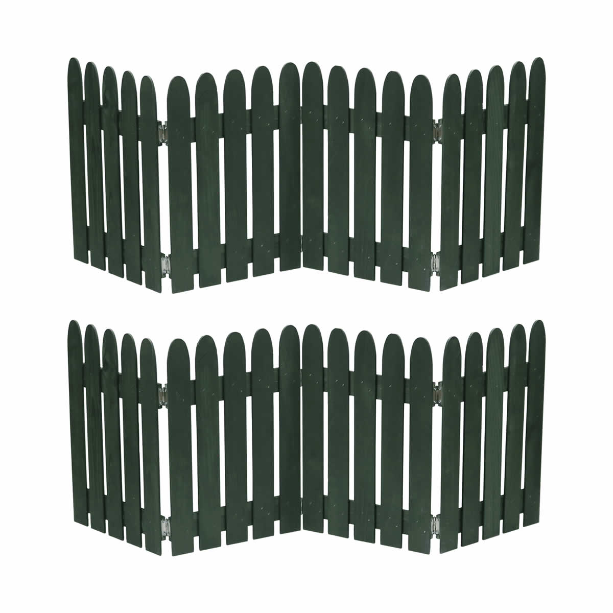 フェンス 折り畳めるウッドミニフェンス 木製 折り畳み 2枚組 ( ガーデンフェンス 柵 折りたたみ 4連 園芸 エクステリア 雑貨 ウッドフェンス 花壇 庭 ベランダ バルコニー ガーデニング 木製ガーデンフェンス 蝶番 インテリア ) 【ダークグリーン】 ダークグリーン
