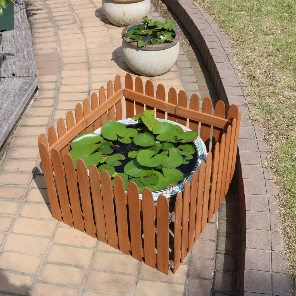 フェンス 折り畳めるウッドミニフェンス 木製 折り畳み 2枚組 ( ガーデンフェンス 柵 折りたたみ 4連 園芸 エクステリア 雑貨 ウッドフェンス 花壇 庭 ベランダ バルコニー ガーデニング 木製ガーデンフェンス 蝶番 インテリア ) 【ダークグリーン】 ダークグリーン