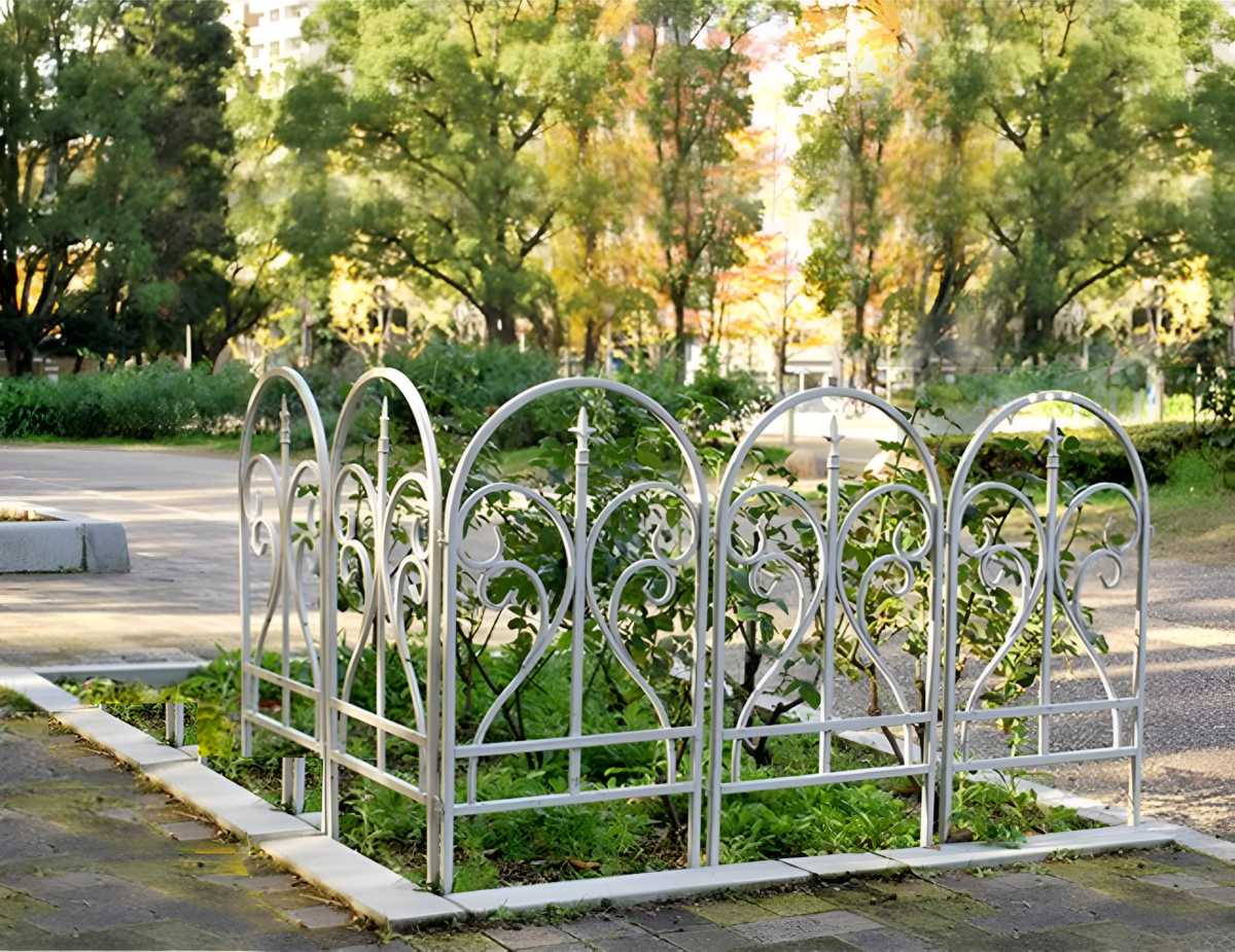フェンス イージーフェンス フィニアル 幅48.5cm ( ガーデンフェンス アイアン 柵 園芸 エクステリア 雑貨 花壇 庭 ベランダ バルコニー ガーデニング アイアンガーデンフェンス トレリス ) 【ホワイト】 ホワイト