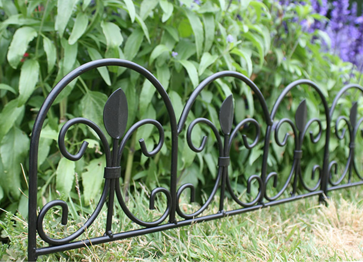 フェンス アイアンミニフェンス リーフ 幅47cm ( ガーデンフェンス アイアン 柵 園芸 エクステリア 雑貨 ミニ 花壇 庭 ベランダ バルコニー ガーデニング アイアンガーデンフェンス トレリス ) 【ブラック】 ブラック